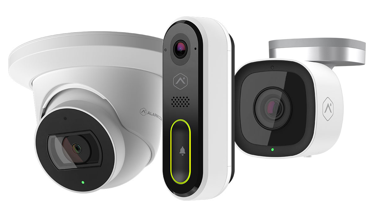 Three different types of security cameras doorbell camera and indoor and outdoor camera