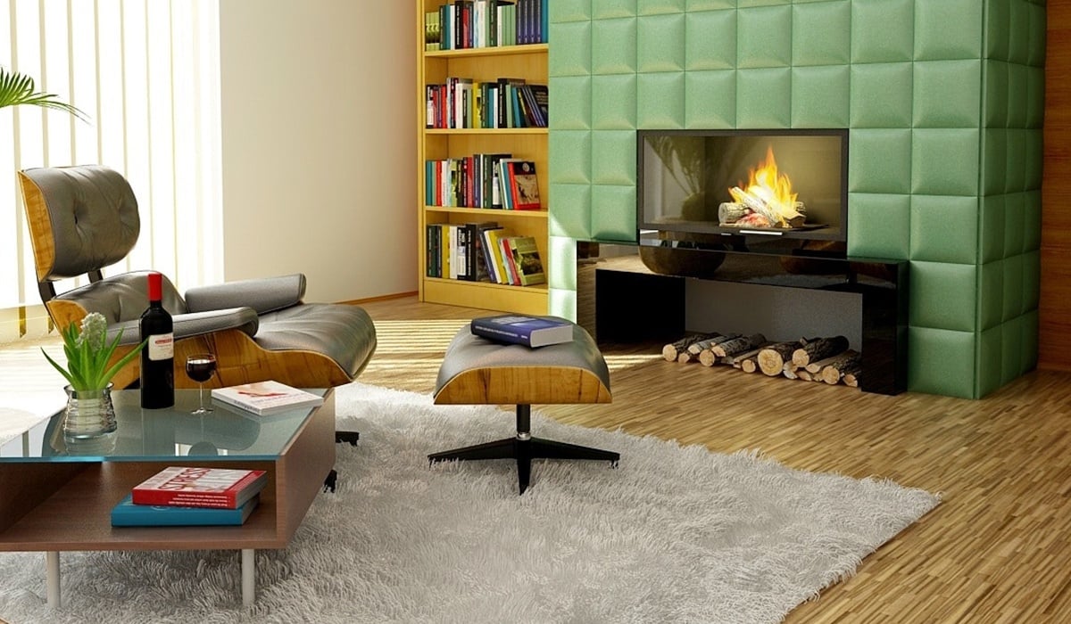 gas fireplace in modern living room